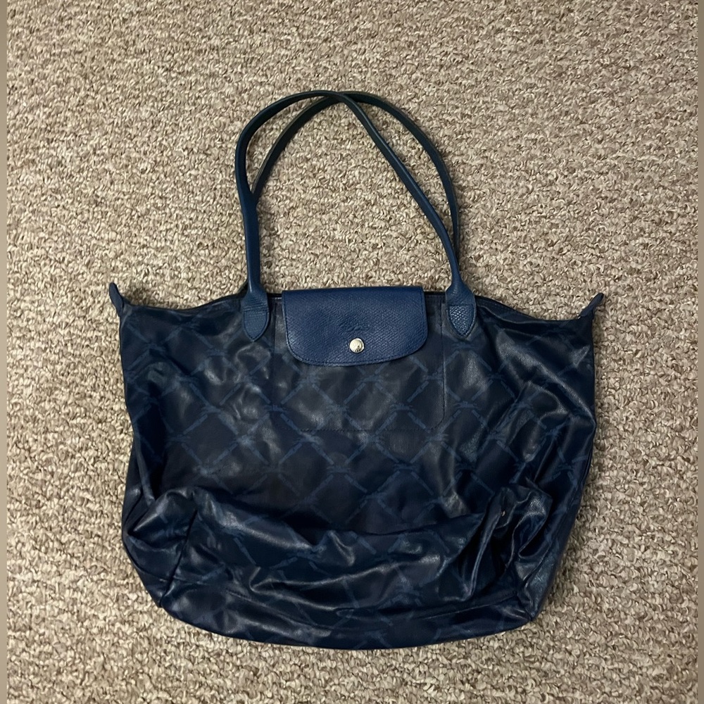 Longchamp leather bag - navy
